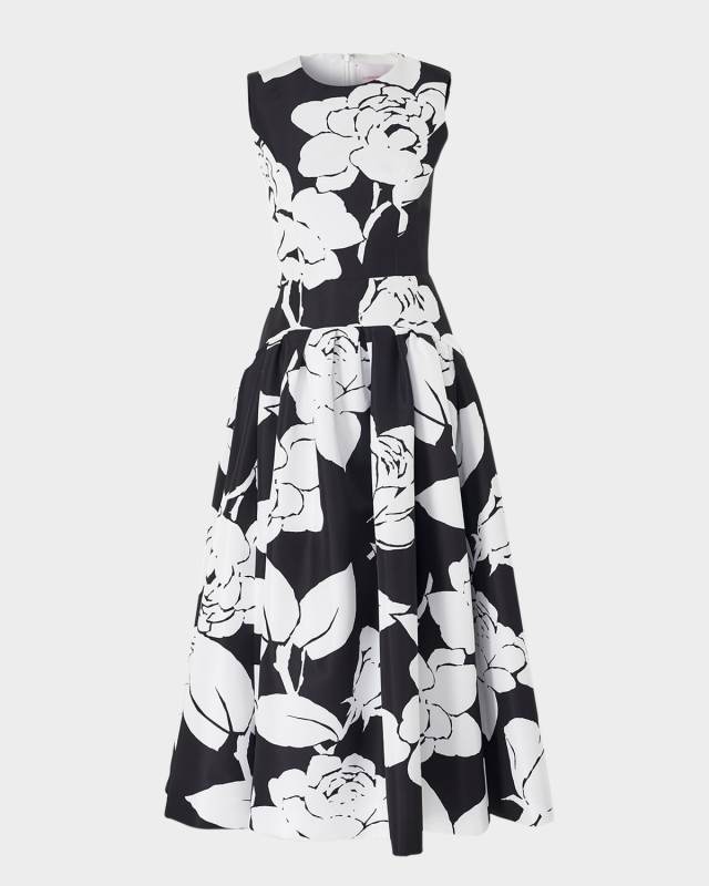 Floral-Print Sleeveless Drop-Waist Midi Dress